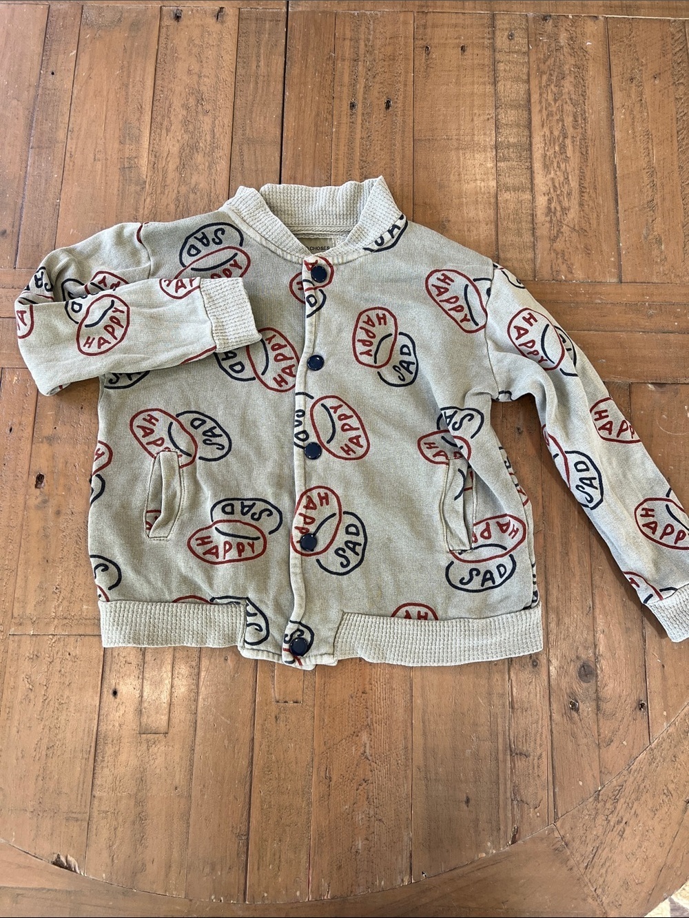 Bobo choses buttons sweatshirt happy sad bubbles 4-5 years organic cardigan